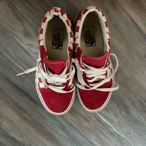 Vans Red and White Checkered Athletic Shoes